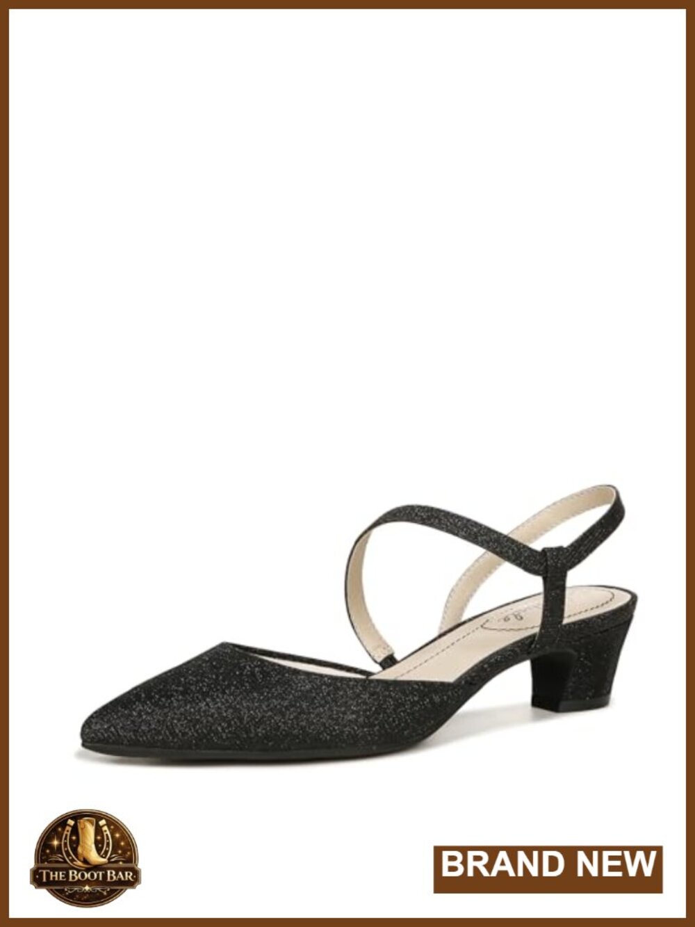 Women's Pointed Toe Kitten Heel Pump with Asymmetrical Strap